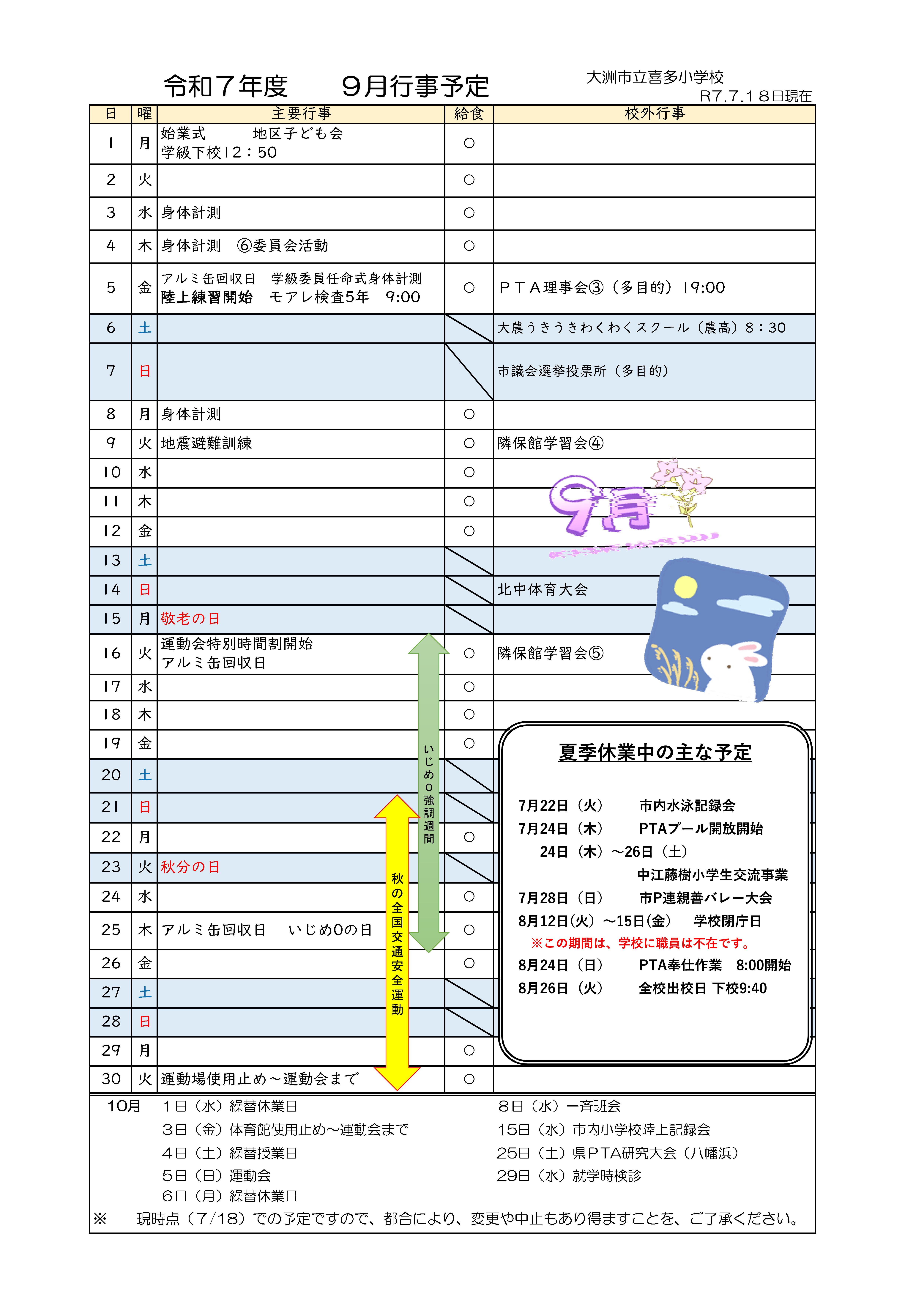 R７　月行事予定